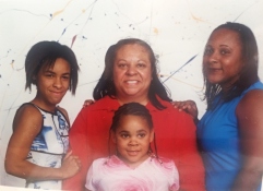 Gamble (center), along with her mother and two sisters.